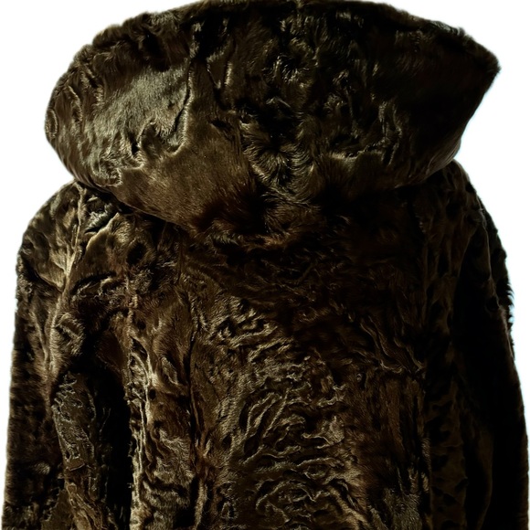 Lamb Karakul fur brown full cut Fabulous coat, long elegant size medium - Picture 1 of 16